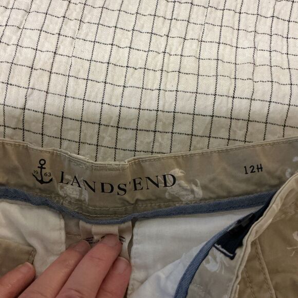 Lands End Boys 12H Cargo Shorts Khaki Crabs Nautical Summer Adjustable Waist EUC - Picture 5 of 15